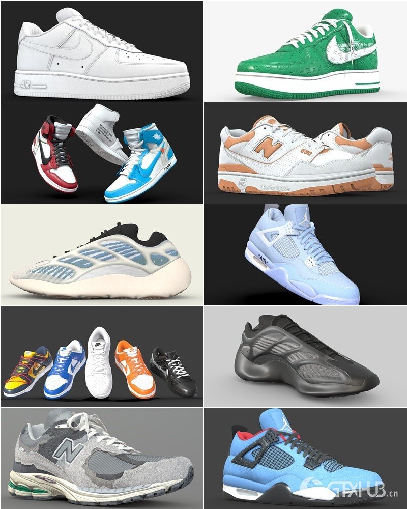 140双运动鞋3D模型合集 Sketchfab - Sneaker (格式：BlenderFBX)