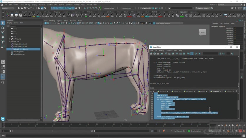【中文字幕】Maya四足动物绑定动画教程 Creating a Quadruped Rig For Production