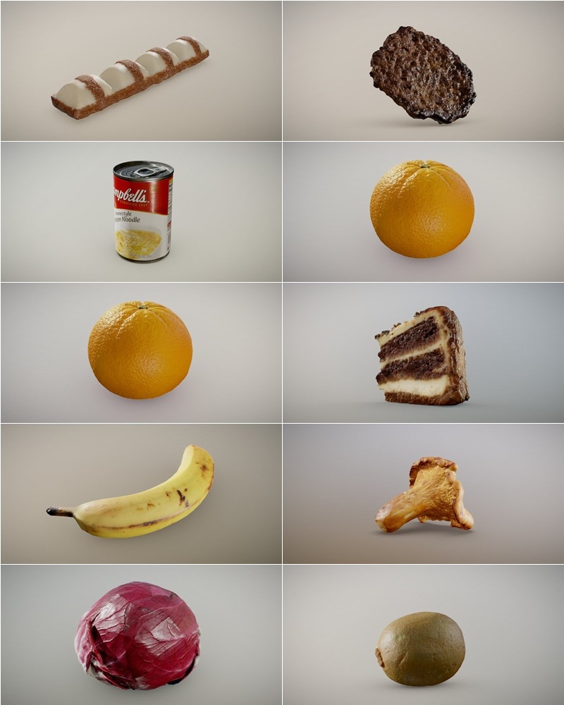86个水果蔬菜食物3D模型 Inciprocal Sketchfab Food Scans Collection