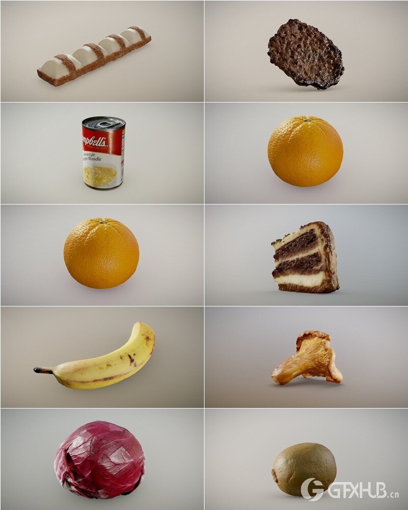 86个水果蔬菜食物3D模型 Inciprocal Sketchfab Food Scans Collection