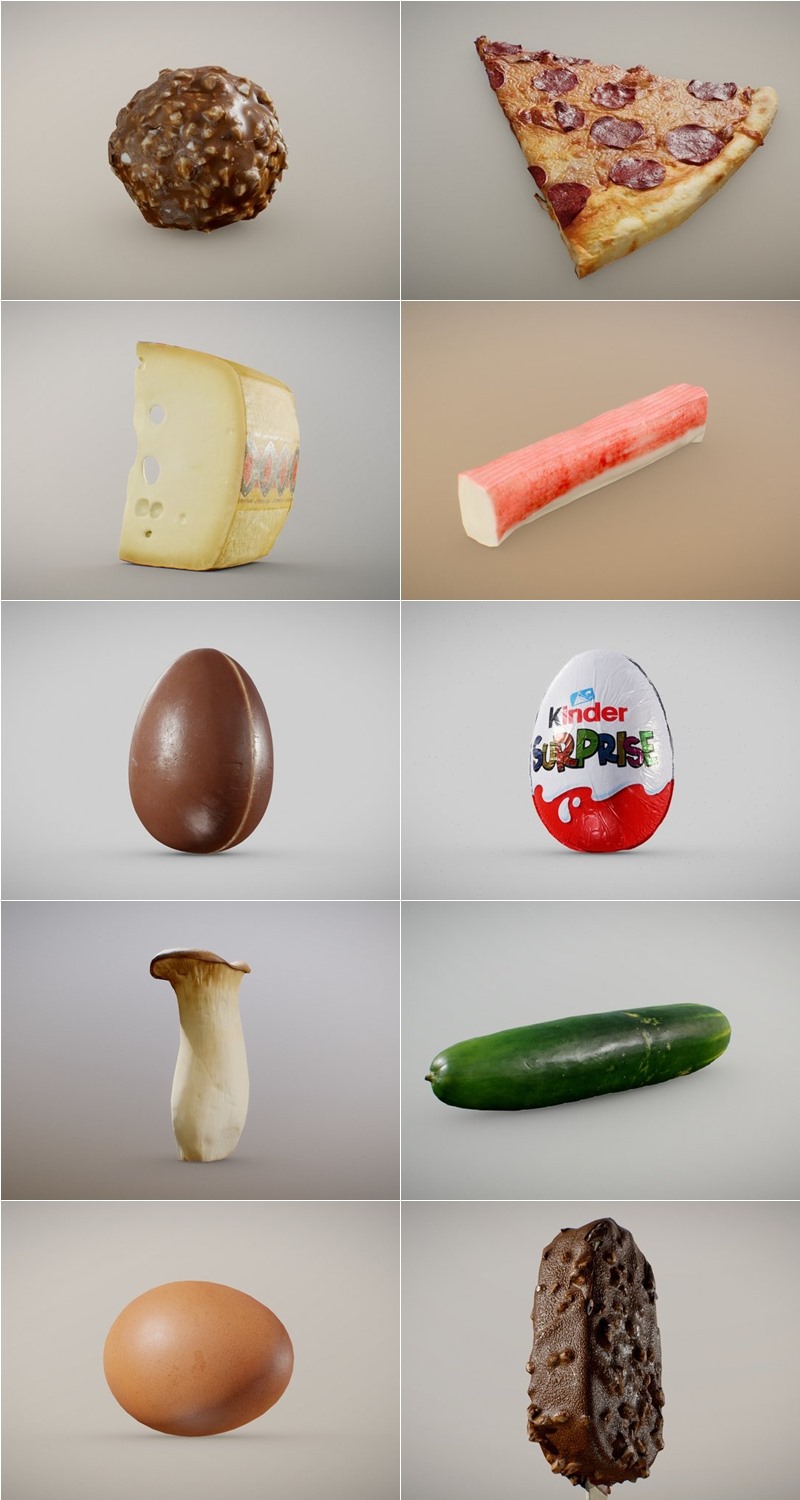 86个水果蔬菜食物3D模型 Inciprocal Sketchfab Food Scans Collection