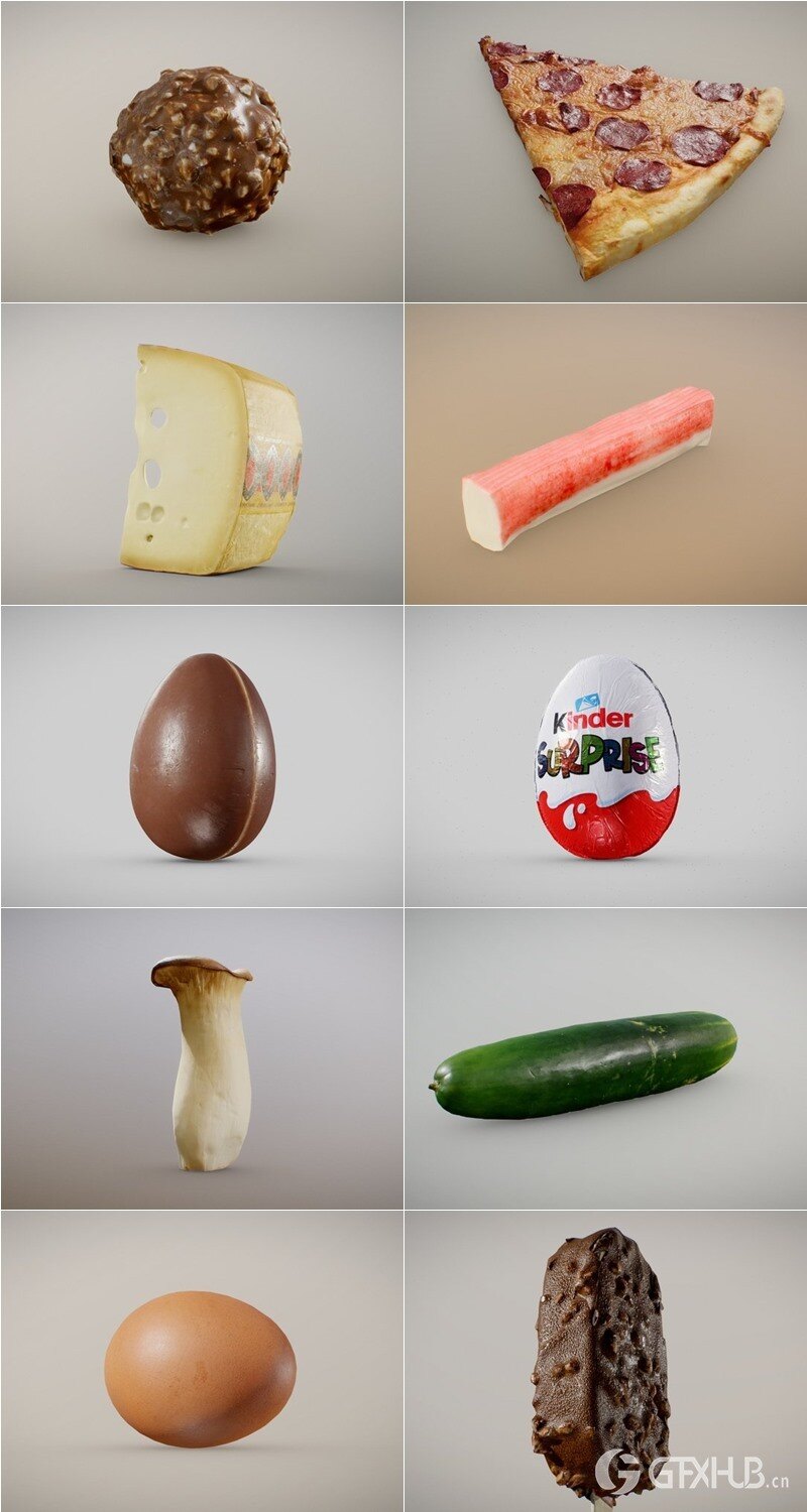 86个水果蔬菜食物3D模型 Inciprocal Sketchfab Food Scans Collection