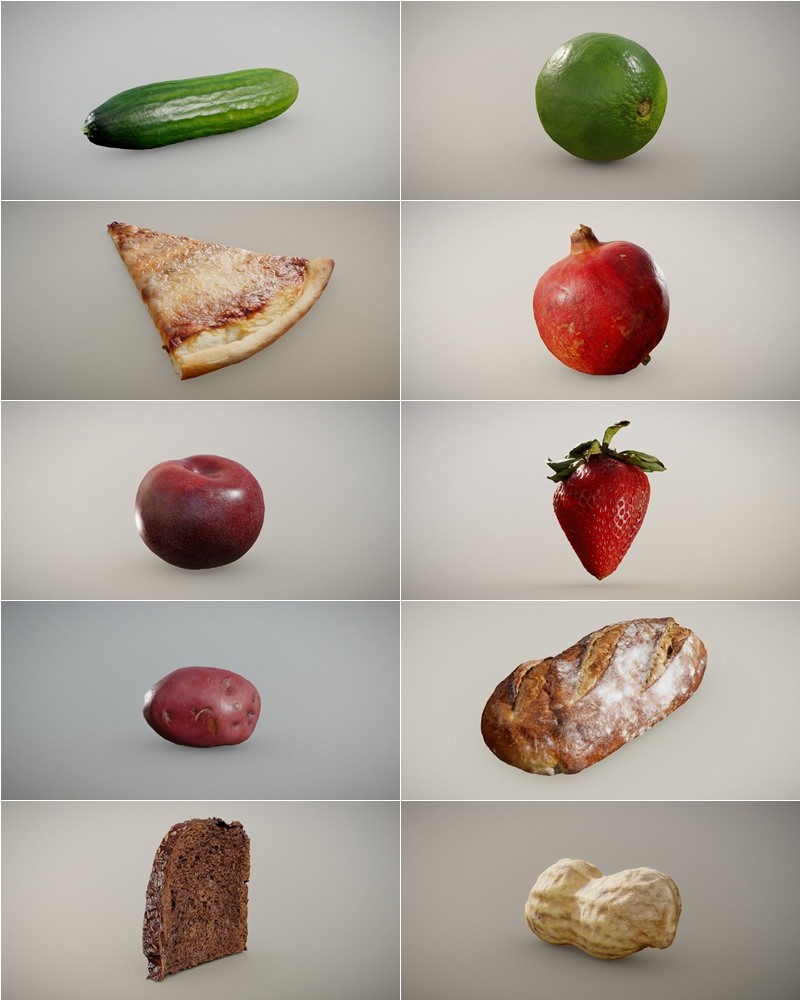 86个水果蔬菜食物3D模型 Inciprocal Sketchfab Food Scans Collection