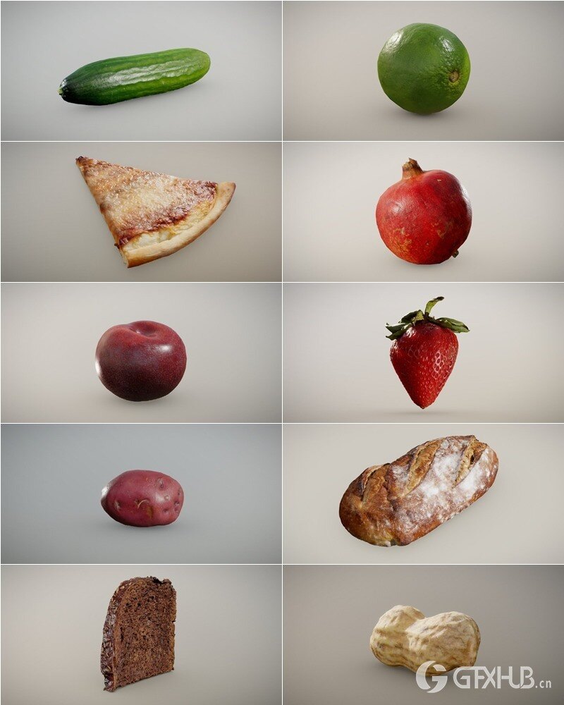 86个水果蔬菜食物3D模型 Inciprocal Sketchfab Food Scans Collection