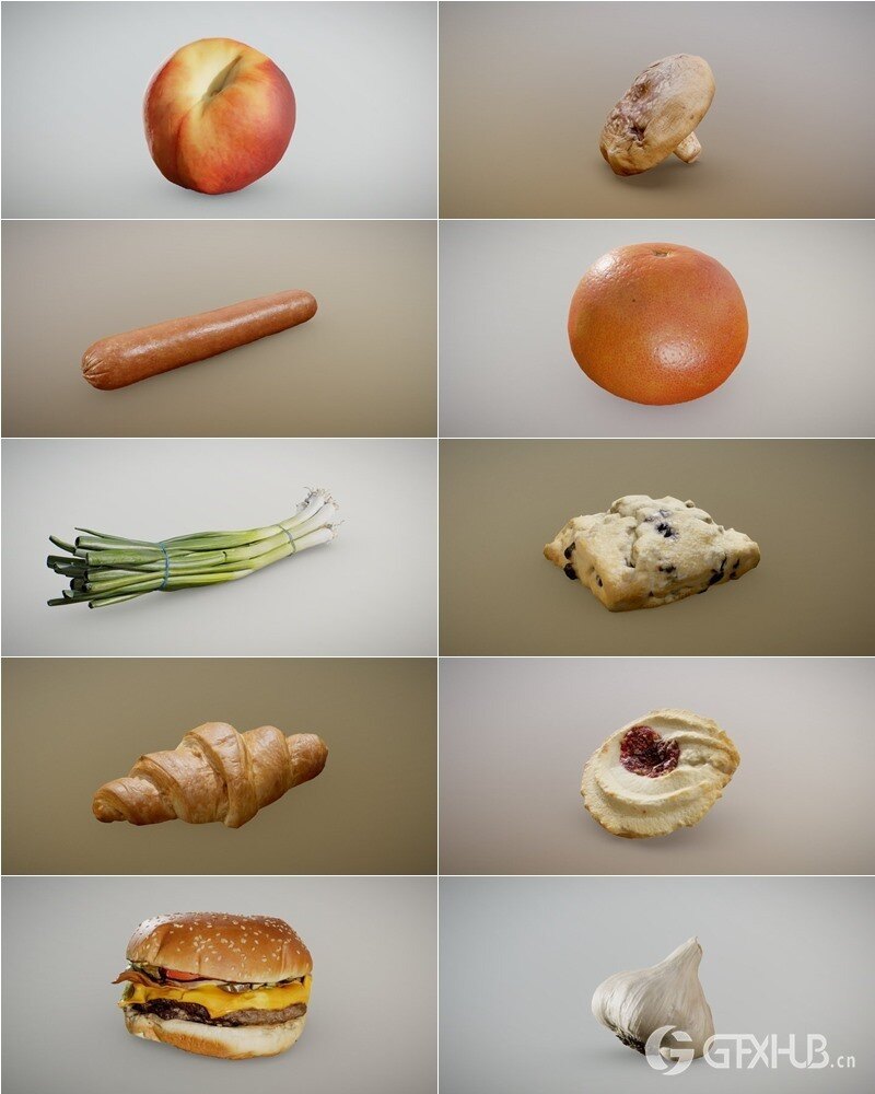 86个水果蔬菜食物3D模型 Inciprocal Sketchfab Food Scans Collection