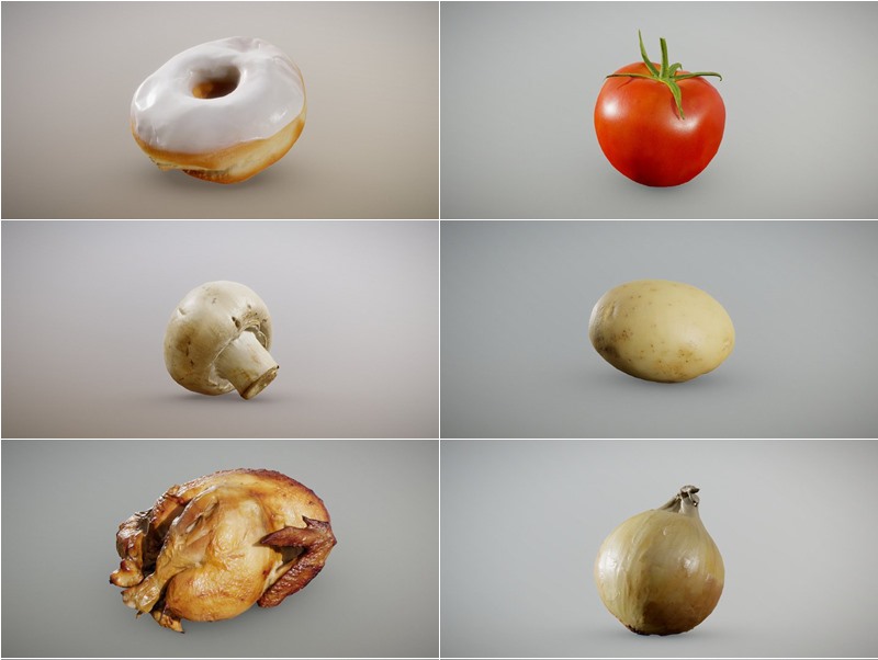 86个水果蔬菜食物3D模型 Inciprocal Sketchfab Food Scans Collection