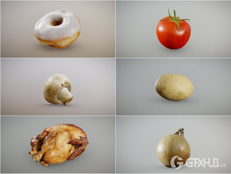 86个水果蔬菜食物3D模型 Inciprocal Sketchfab Food Scans Collection