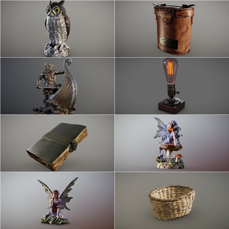 室内装饰品扫描3D模型 Sketchfab – Inciprocal Sketchfab Decor Scans Collection