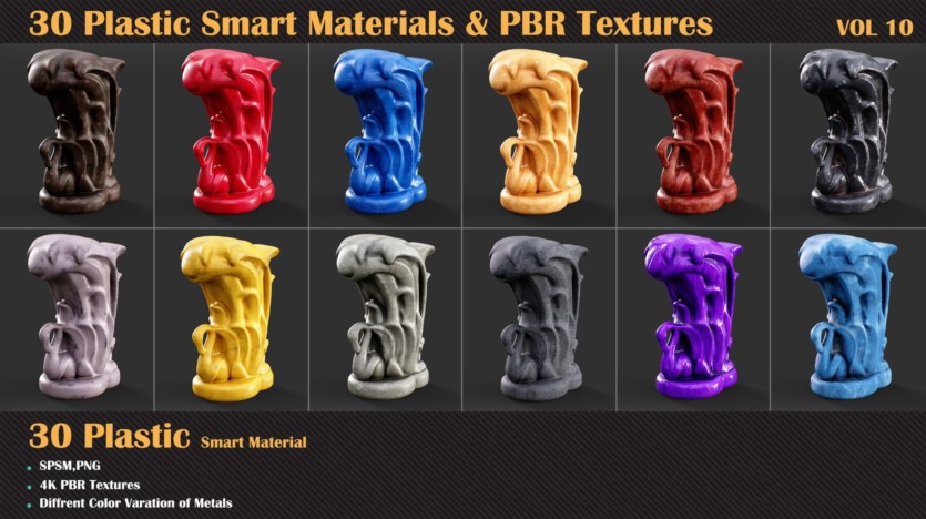30种塑料智能材料和PBR纹理 30 Plastic Smart Materials & PBR Textures - VOL10