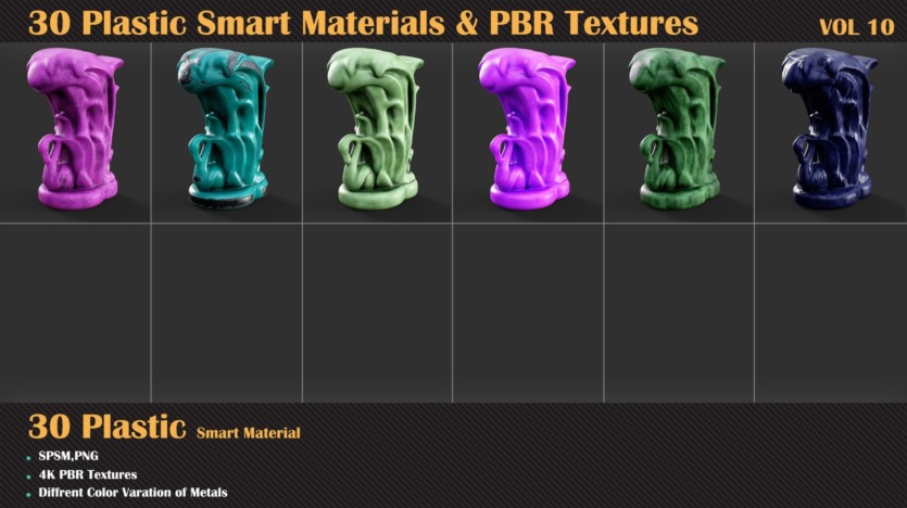 30种塑料智能材料和PBR纹理 30 Plastic Smart Materials & PBR Textures - VOL10