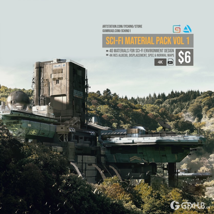 40组科幻钢铁材质贴图 40 Sci-Fi Materials for Environment Design Vol.1