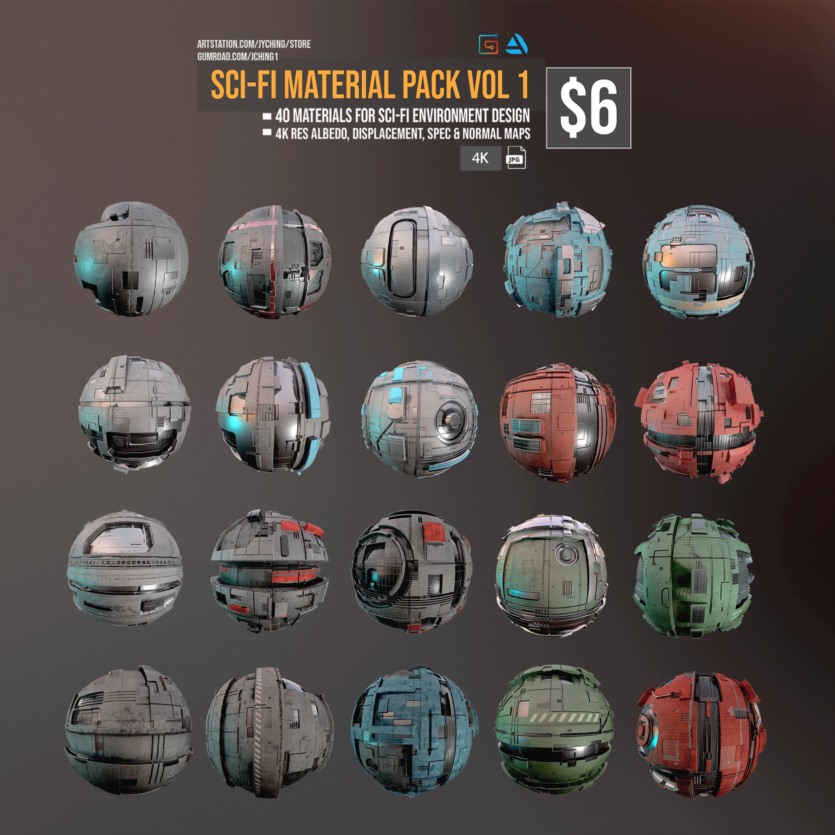 40组科幻钢铁材质贴图 40 Sci-Fi Materials for Environment Design Vol.1