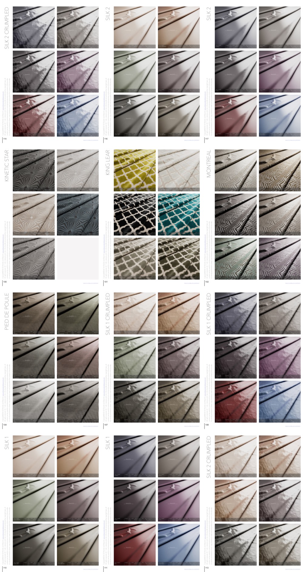 600+高端纺织布料Corona材质预设 适用于C4D的 3DRnB Corona Fabric Shaders