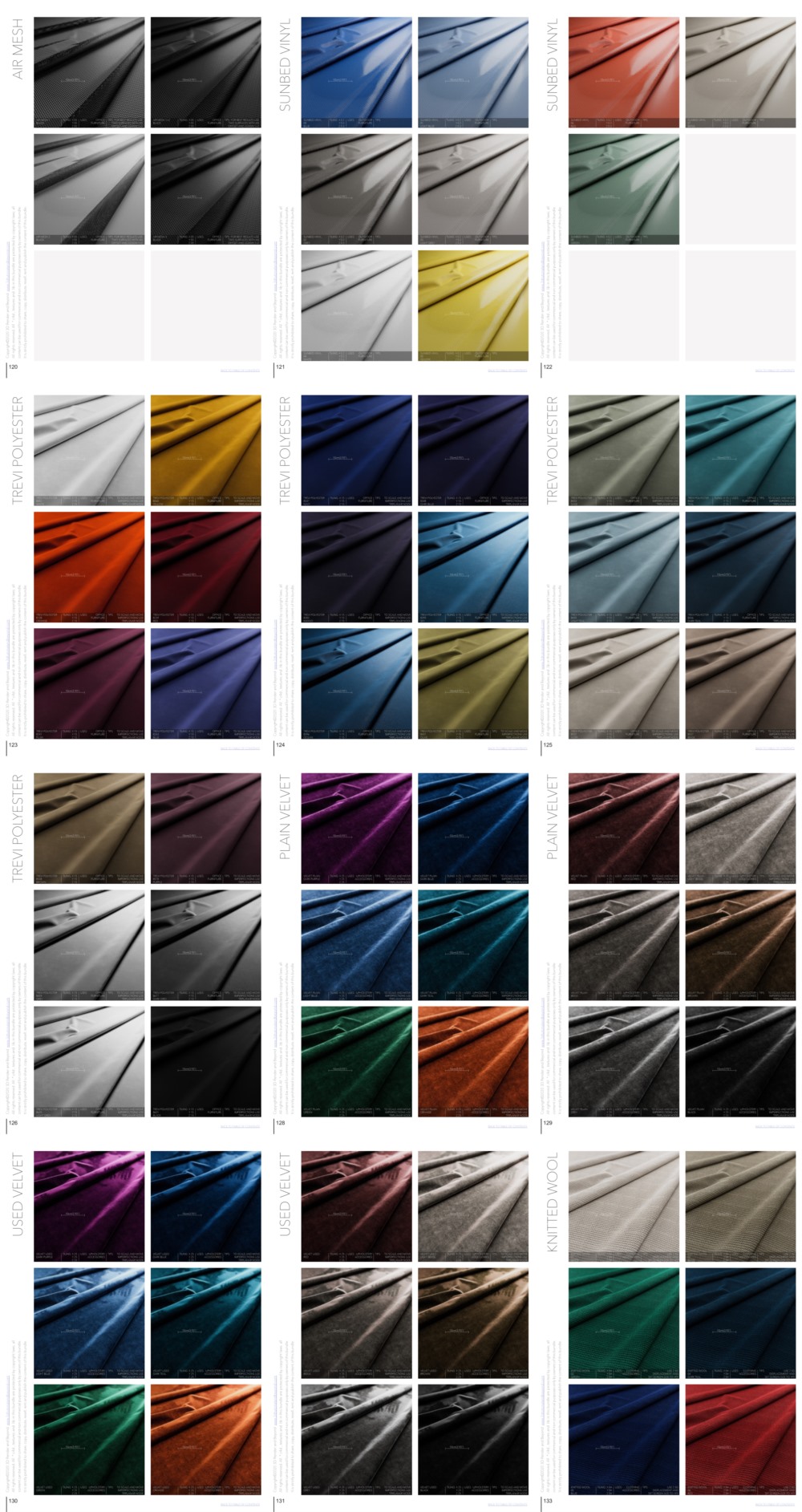 600+高端纺织布料Corona材质预设 适用于C4D的 3DRnB Corona Fabric Shaders