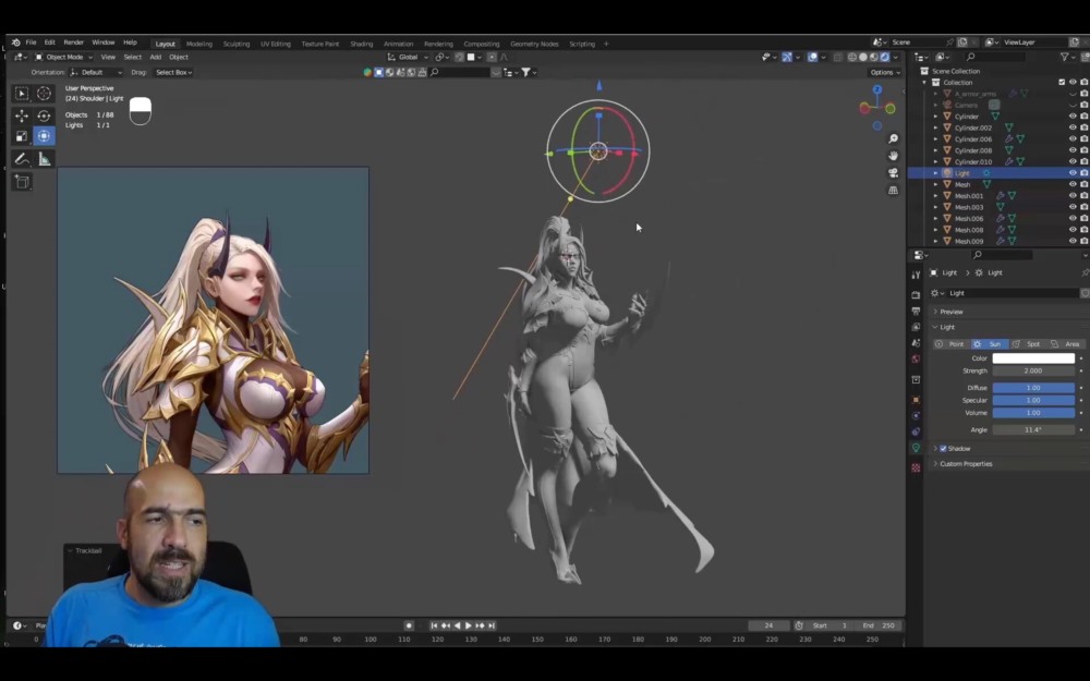 【中文字幕】Blender 3D女性装甲刺客建筑教程 3D Female Armoured Assassin in Blender course