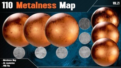 110张金属粗糙度纹理贴图 Artstation – 110 Metalness Map – Vol.21 ( 4K PNG )