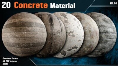 20组混凝土PBR贴图+材质 Artstation – 20 Concrete Material – Vol.04