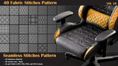 40组针线缝合纹理贴图 Artstation – 40 Stitches Patterns – Vol 10