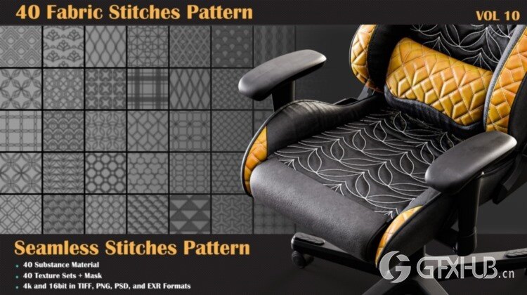 40组针线缝合纹理贴图 Artstation - 40 Stitches Patterns - Vol 10