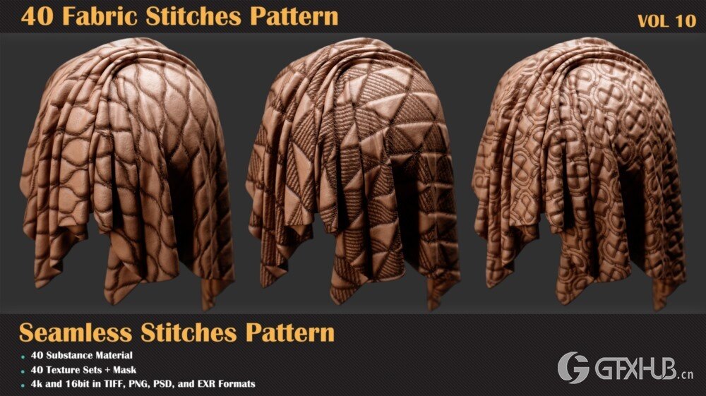 40组针线缝合纹理贴图 Artstation - 40 Stitches Patterns - Vol 10
