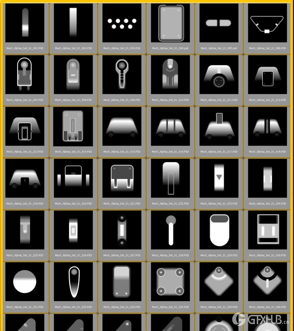 110组硬表面机械Alphas贴图 Artstation - 110 Mech Alphas