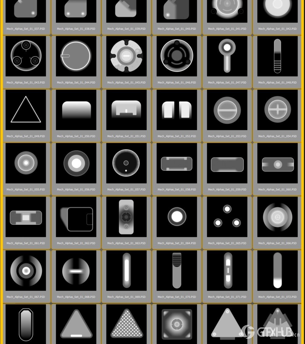 110组硬表面机械Alphas贴图 Artstation - 110 Mech Alphas