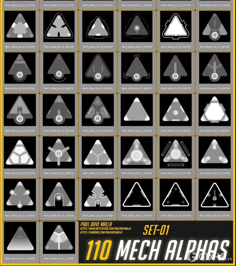 110组硬表面机械Alphas贴图 Artstation - 110 Mech Alphas