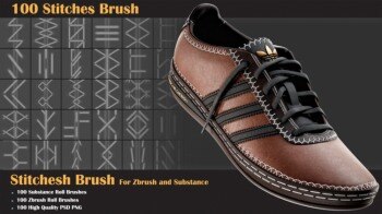 100组针线缝合Alpha纹理贴图+笔刷 100 Stitches Brush – Substance and Zbrush-005