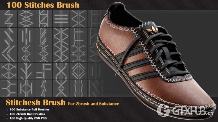 100组针线缝合Alpha纹理贴图+笔刷 100 Stitches Brush - Substance and Zbrush-005