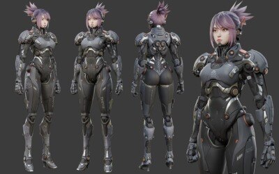 Blender女性机器人3D模型 Flycat – Robot Girl
