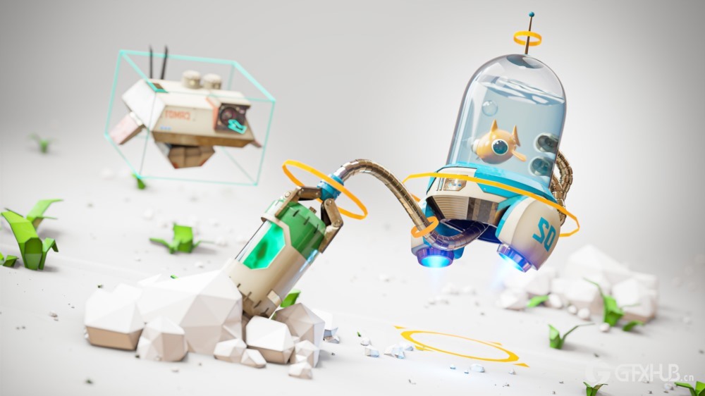 【中文字幕】Blender机器人硬面建模材质绑定动画渲染教程 CGBoost – Robotic Planet