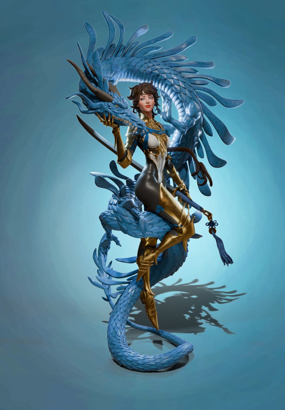 【中文字幕】 Blender三维女性角色、龙、剑建模教程 Dragon girl in Blender course