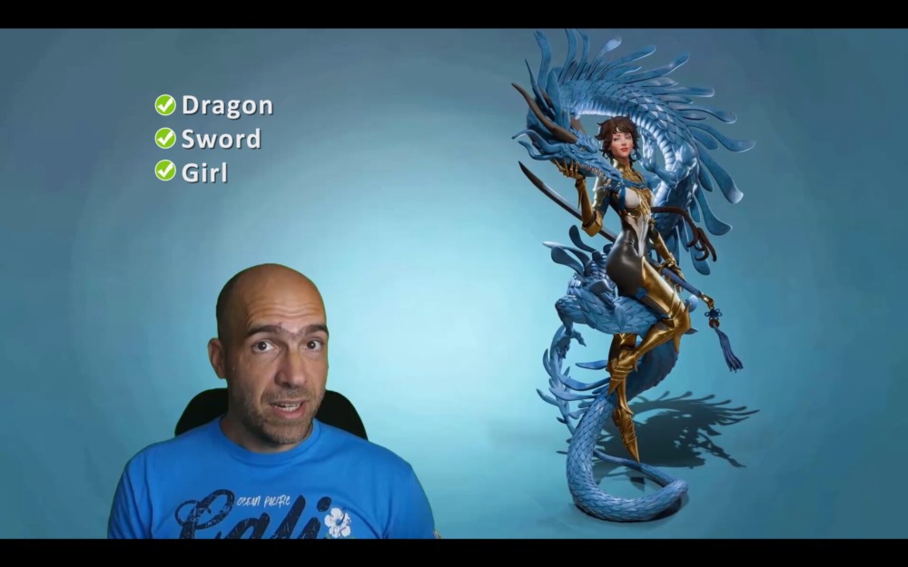 【中文字幕】 Blender三维女性角色、龙、剑建模教程 Dragon girl in Blender course