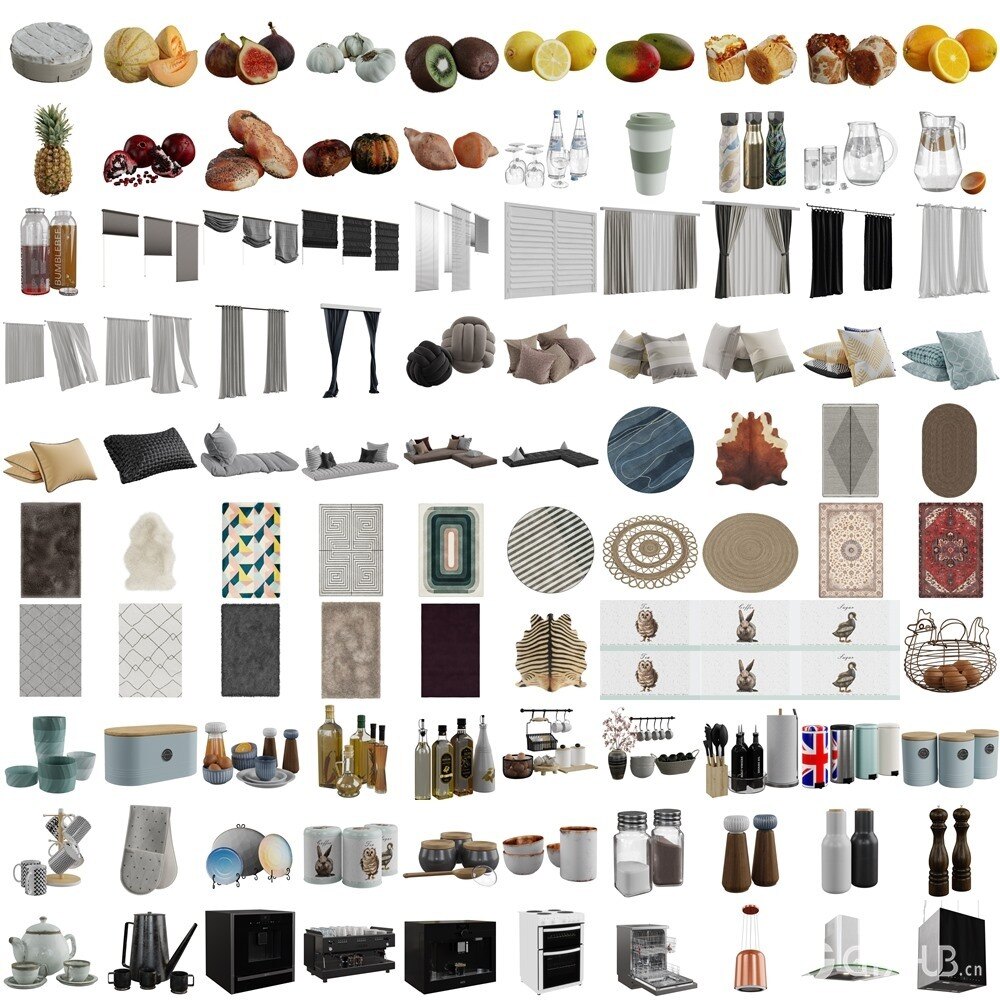 Imeshh 1900+高品质室内Blender 3D模型贴图材质库 Imeshh professional 3D Archviz Library for Blender