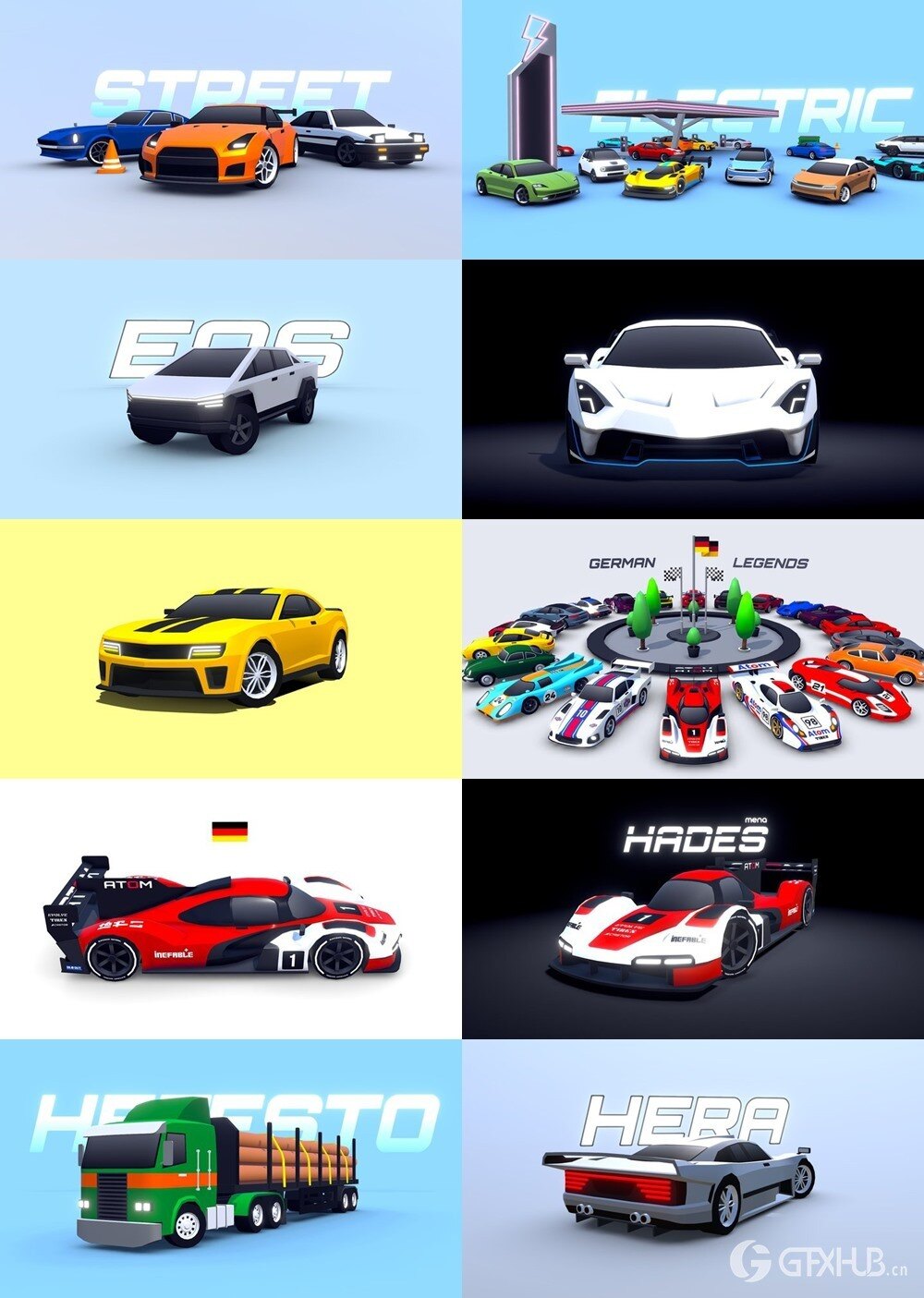 Blender低多边形汽车3D模型合集 Sketchfab - Low polygon car 3D model collection