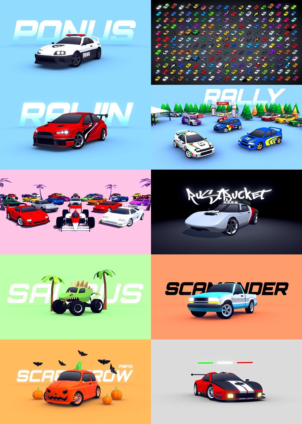 Blender低多边形汽车3D模型合集 Sketchfab - Low polygon car 3D model collection