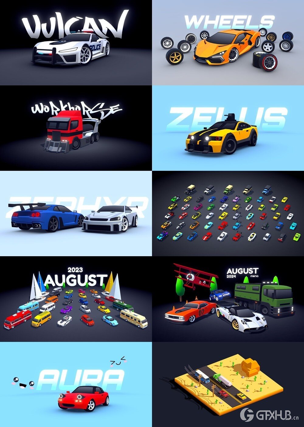 Blender低多边形汽车3D模型合集 Sketchfab - Low polygon car 3D model collection