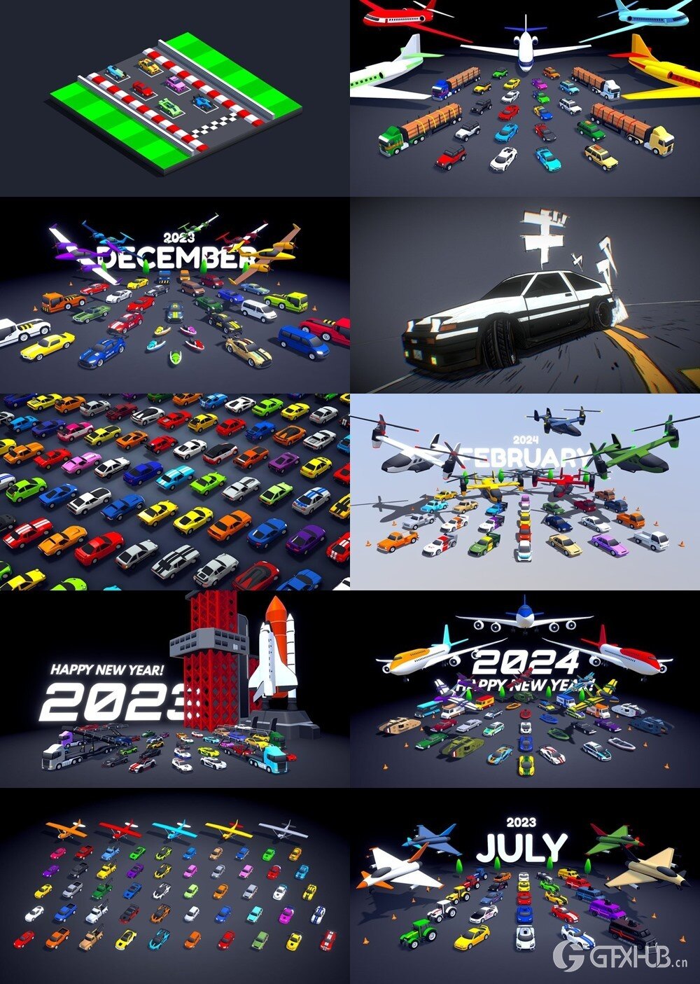 Blender低多边形汽车3D模型合集 Sketchfab - Low polygon car 3D model collection