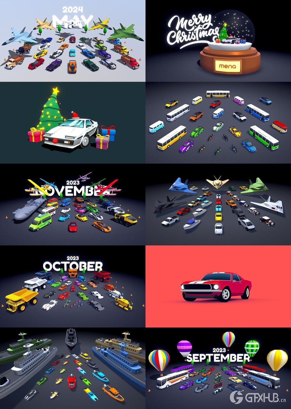 Blender低多边形汽车3D模型合集 Sketchfab - Low polygon car 3D model collection