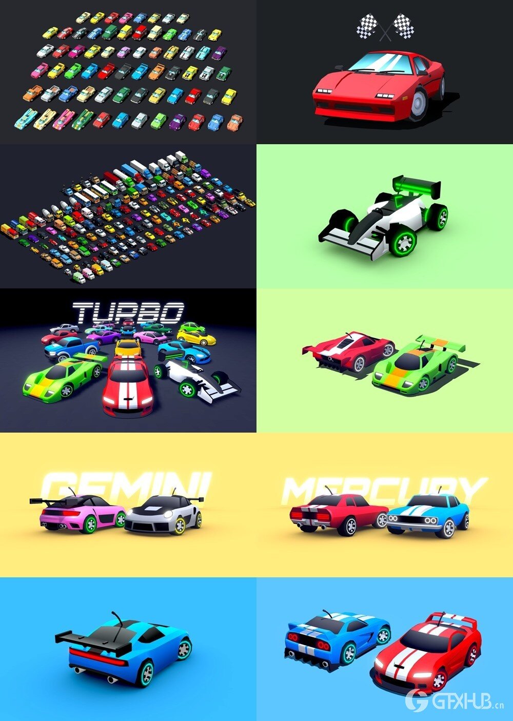 Blender低多边形汽车3D模型合集 Sketchfab - Low polygon car 3D model collection