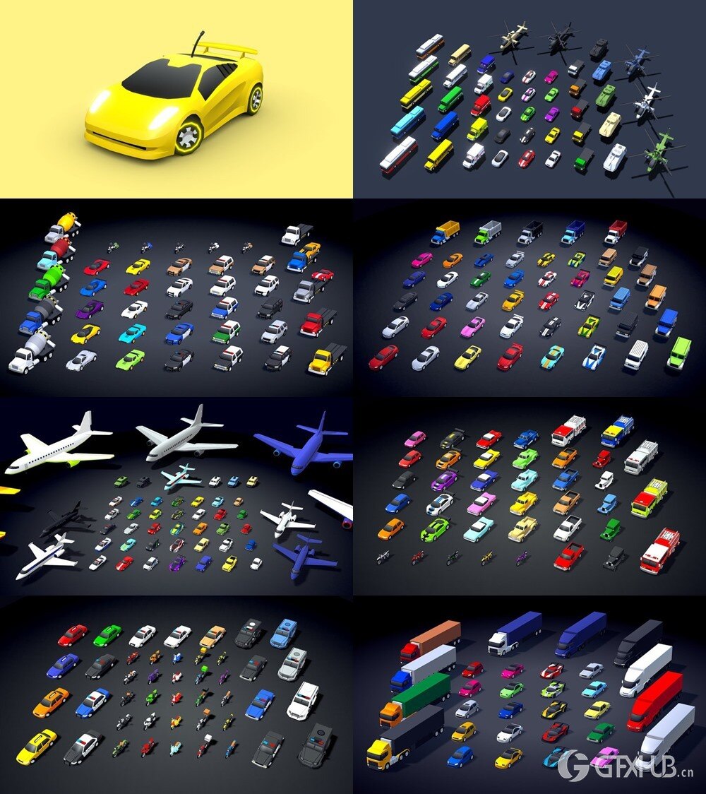 Blender低多边形汽车3D模型合集 Sketchfab - Low polygon car 3D model collection