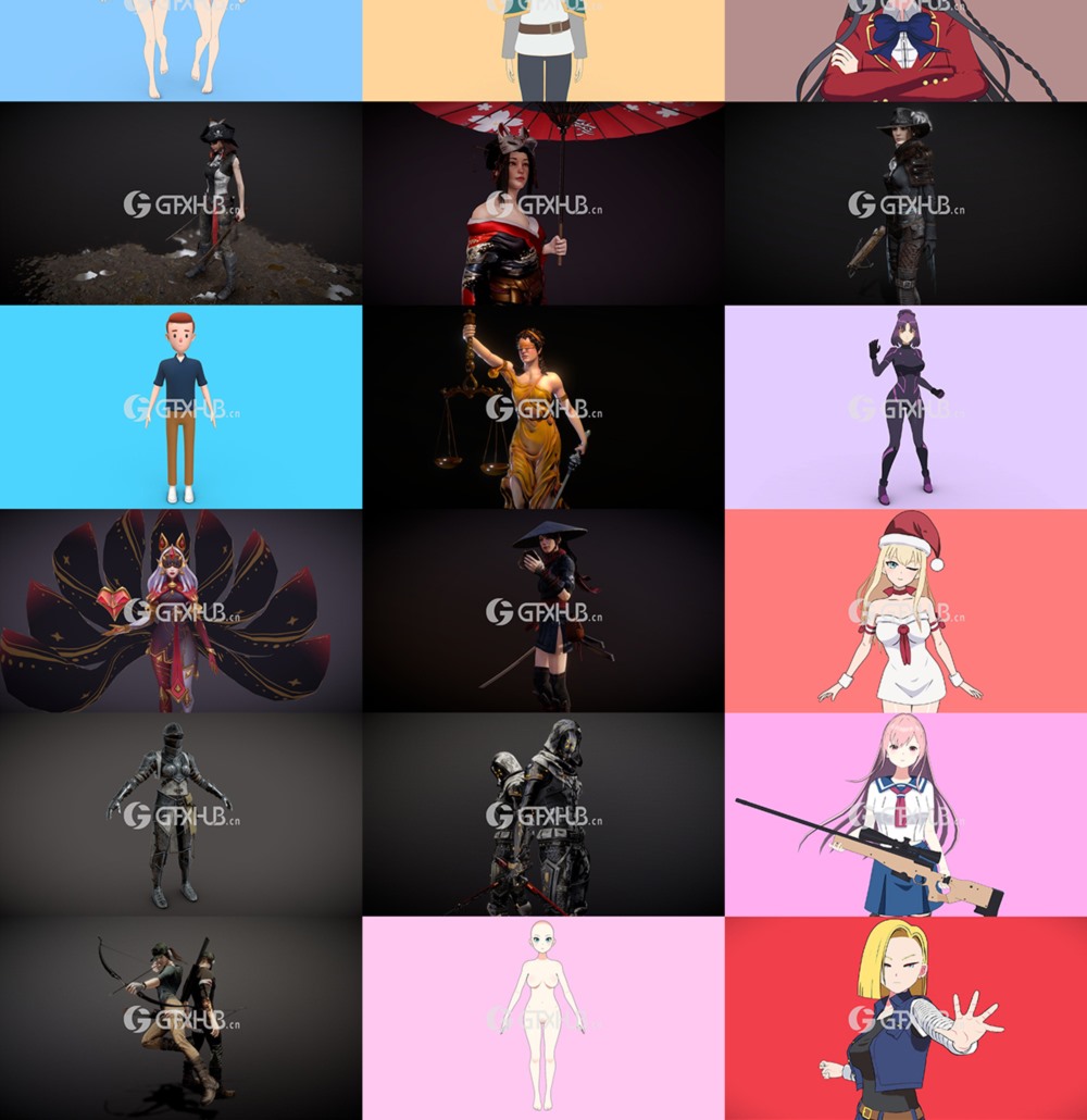 Sketchfab - 142个动漫角色3D模型合集（格式:blendfbxglTF）