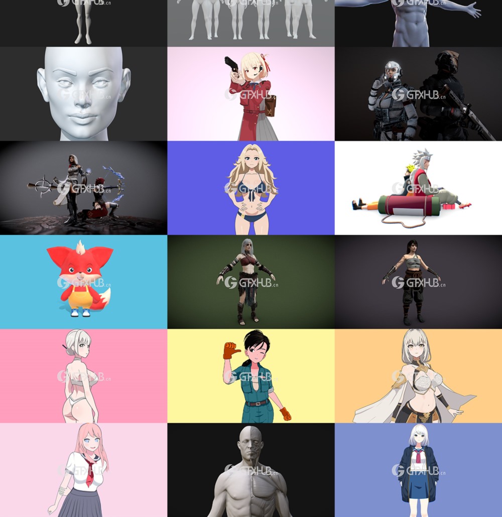 Sketchfab - 142个动漫角色3D模型合集（格式:blendfbxglTF）