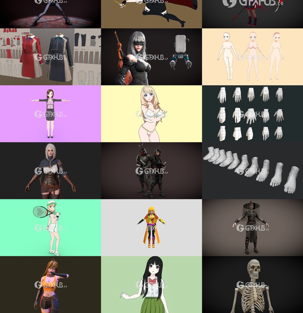 Sketchfab - 142个动漫角色3D模型合集（格式:blendfbxglTF）