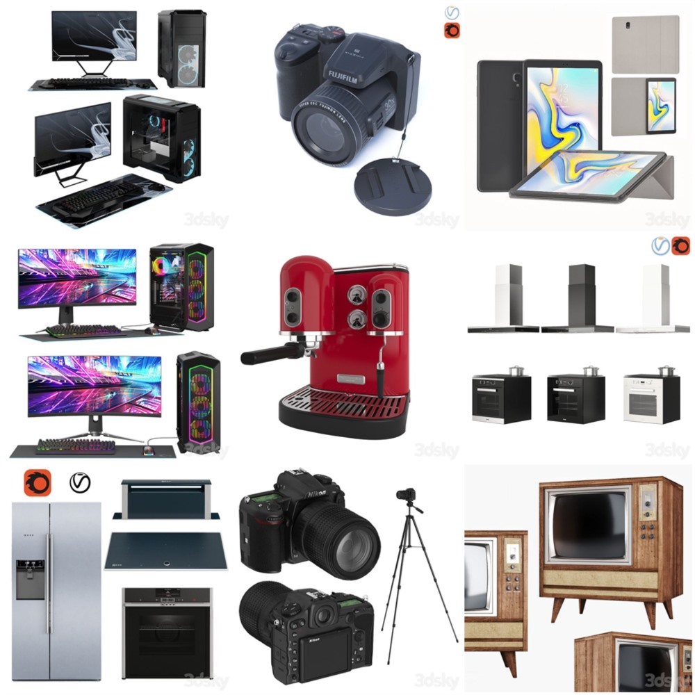3DSky Pro 椅子灯具装饰摆件数码家电3D模型合辑2024年11月第1季 | 400套 | 17.7GB