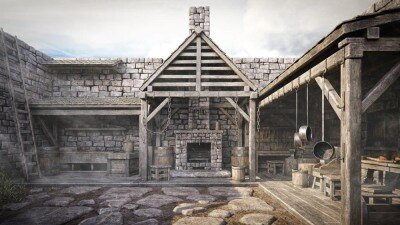 中世纪铁匠铺模型和材质包 CGAxis – Medieval Forge Kitbash Bundle