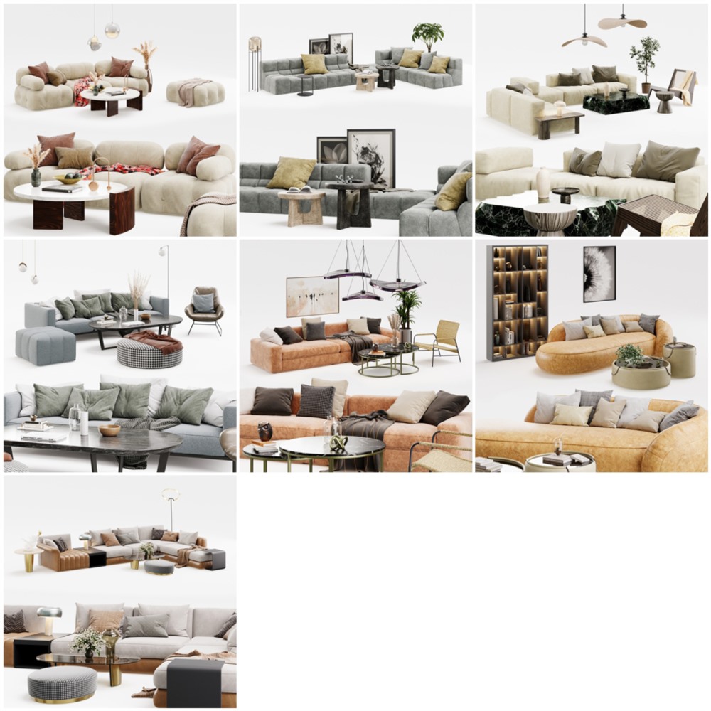 16套现代时尚沙发组合3D模型 Evermotion – Archmodels vol. 291