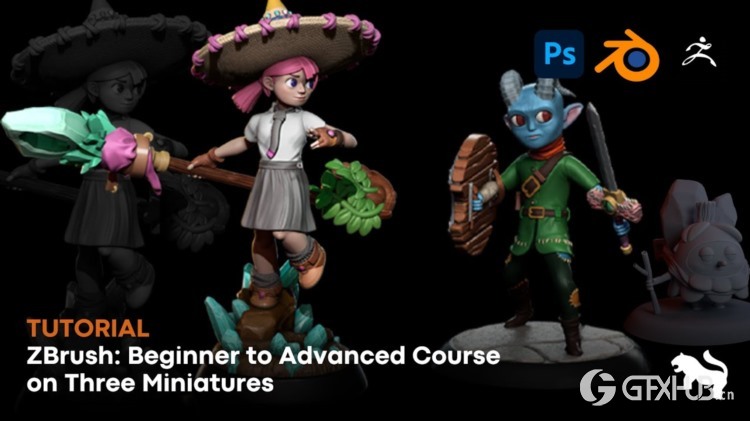 ZBrush人物角色3D建模从初级到高级课程 ZBrush Beginner to Advanced Course on Three Miniatures