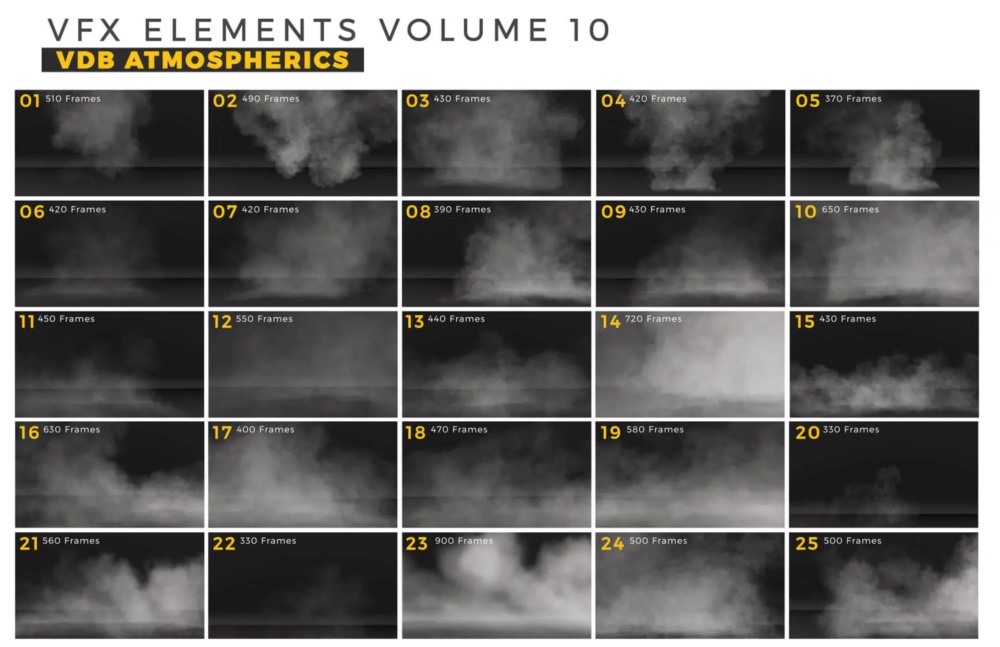 25个VDB烟雾特效素材 The Pixel Lab - VFX Elements VDB Atmospherics