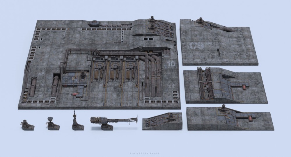 工业区工厂设备人物角色零部件3D模型 Big Medium Small – Industrial Zone 格式Blender/FBX/UE
